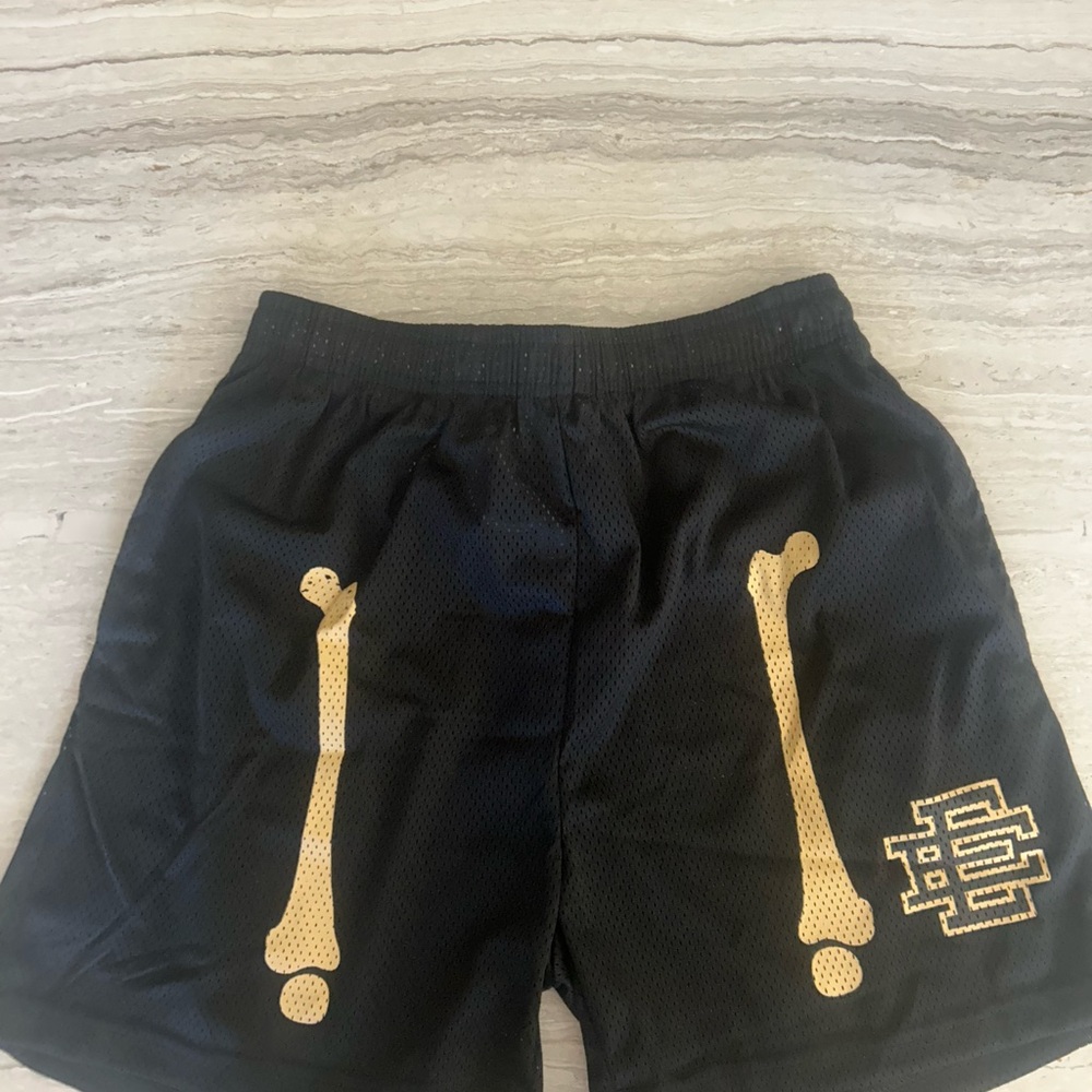 Eric Emanuel Black and Gold Athletic Shorts